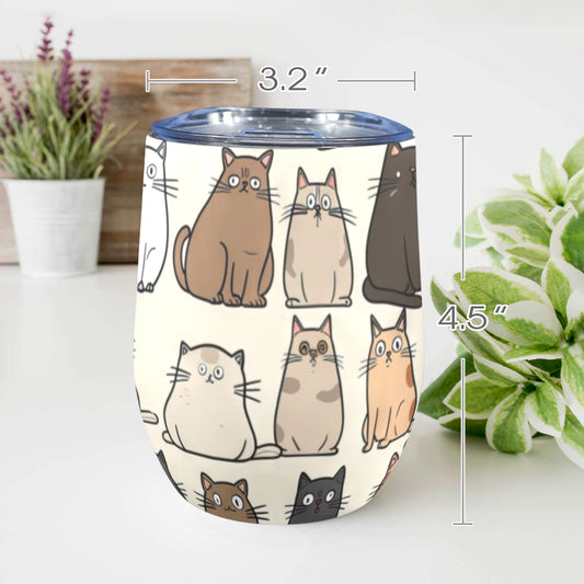 Lots Of Cats - 12oz Wine Tumbler