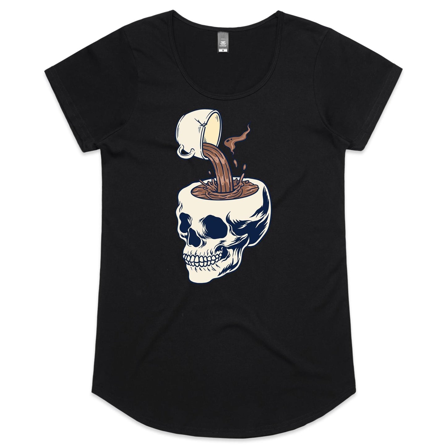 Coffee Skull - Womens Scoop Neck T-Shirt Black Womens Scoop Neck T-shirt Coffee