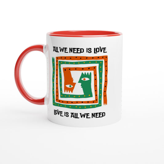 All We Need Is Love - White 11oz Ceramic Mug with Colour Inside Ceramic Red Colour 11oz Mug Music