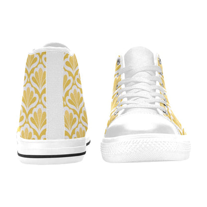 Yellow Pattern - Men's High Top Canvas Shoes