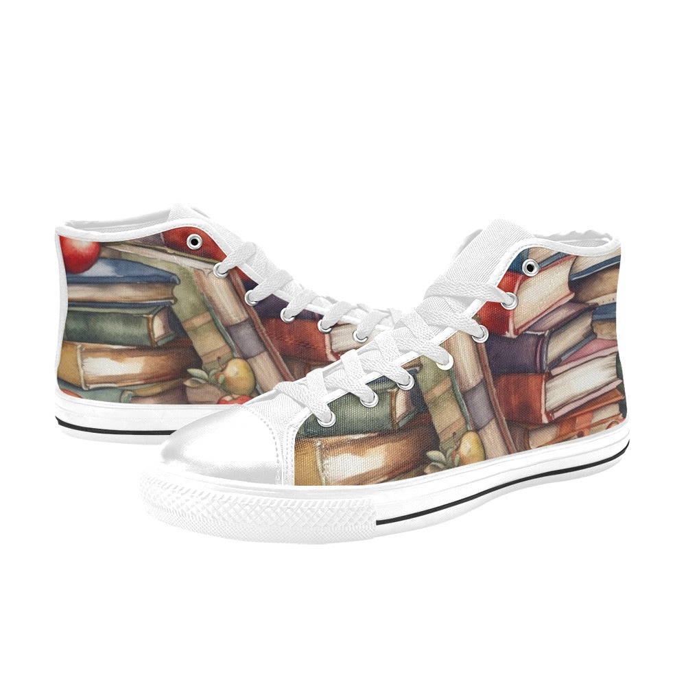 Watercolour Books - Men's High Top Canvas Shoes