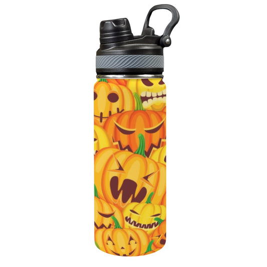 Halloween Pumpkins - Insulated Water Bottle with Dual-Use Lid (18oz) Insulated Water Bottle with Dual-Use Lid (18oz) Printed Offshore