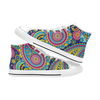 Bright Paisley - Women's High Top Canvas Shoes