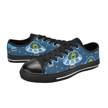 Cute Aliens in UFOs - Men's Classic Canvas Shoes