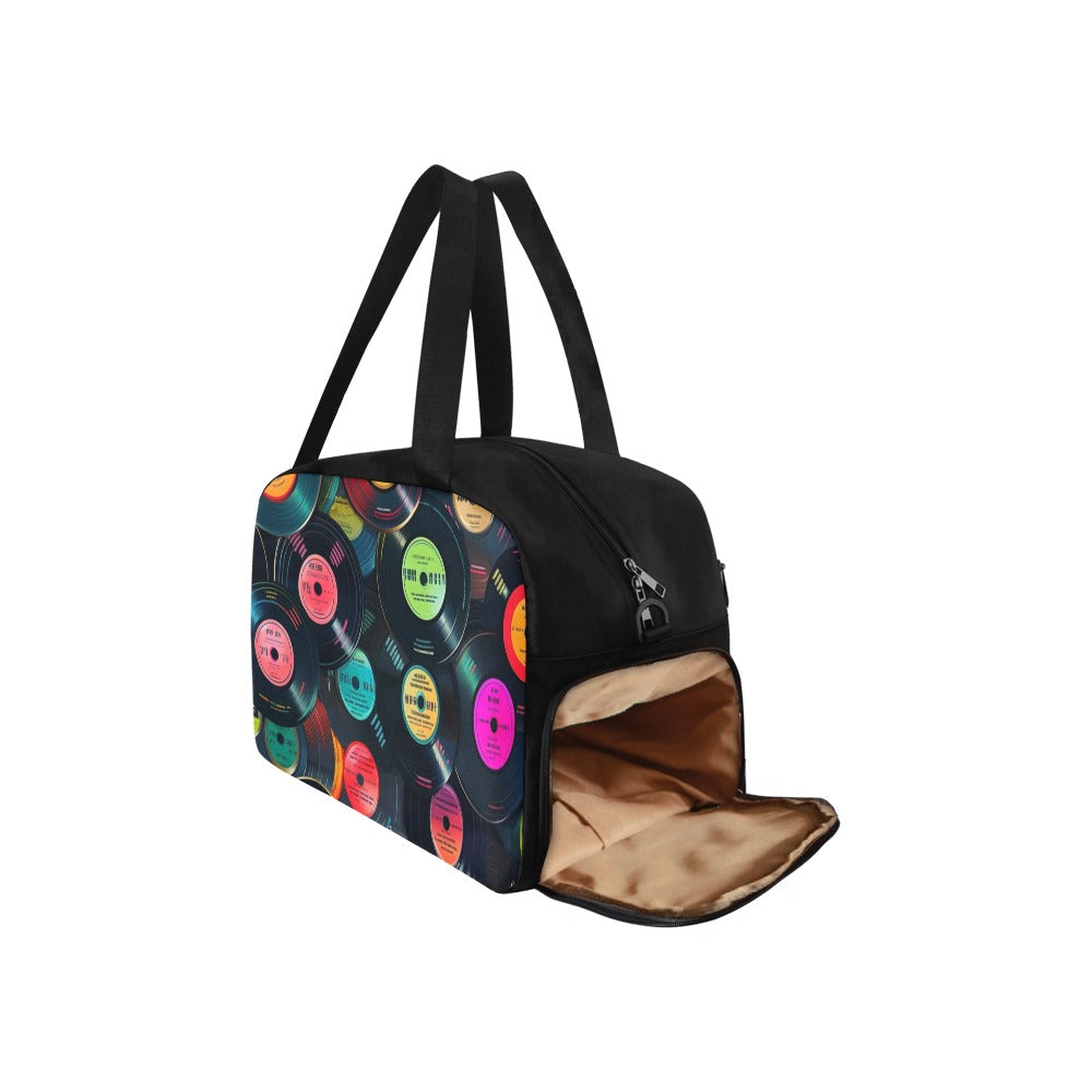 Retro Vinyl Records - Gym Bag Gym Bag Music Printed Offshore Retro