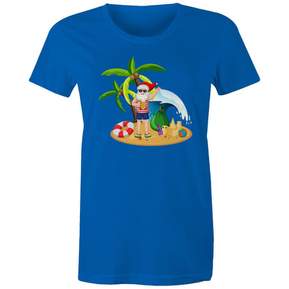 Summer Surf Santa - Womens T-shirt