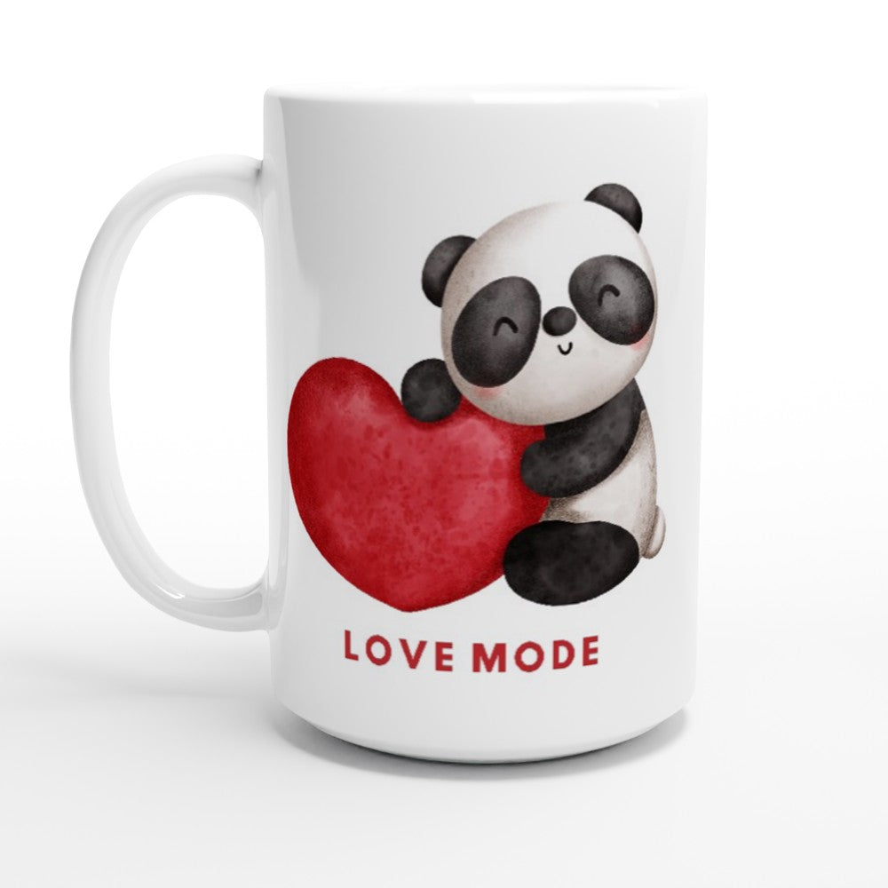 Panda, Love Mode - White 15oz Ceramic Mug 15 oz Mug animal Globally Fulfilled Love