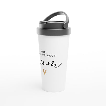 The World's Best Mum - White 15oz Stainless Steel Travel Mug Travel Mug Globally Fulfilled Mum