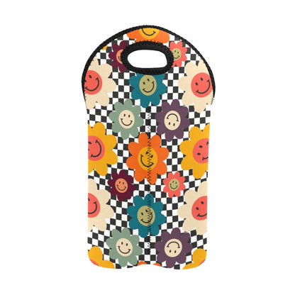 Happy Retro Flowers - 2-Bottle Neoprene Wine Bag