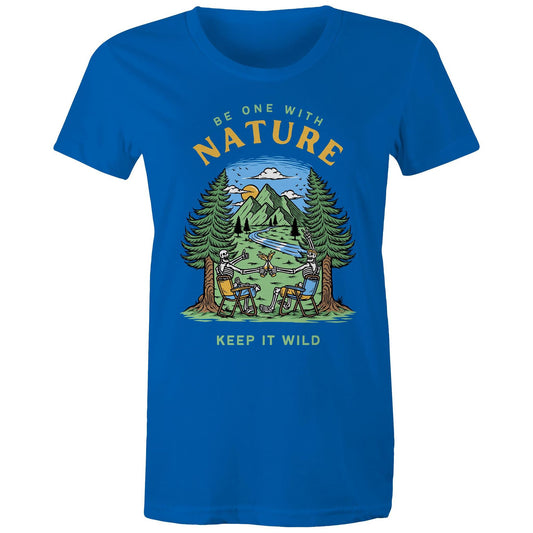 Be One With Nature, Skeleton - Womens T-shirt Bright Royal Womens T-shirt Environment Summer
