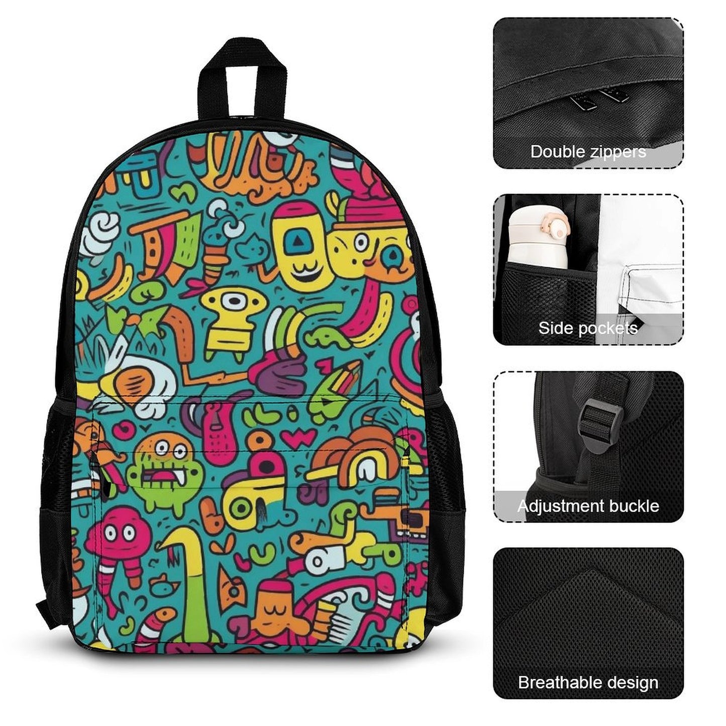 Crazy Characters - School Backpack Three Piece Set