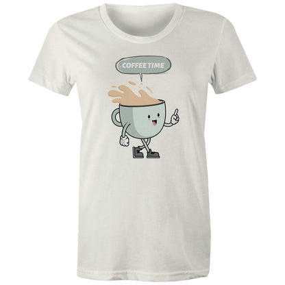 Coffee Time - Womens T-shirt Natural Womens T-shirt Coffee Printed In Australia