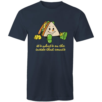 Sandwich, It's What's On The Inside That Counts - Mens T-Shirt Navy Mens T-shirt Food Motivation
