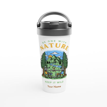 Personalised - Be One With Nature, Skeleton - White 15oz Stainless Steel Travel Mug Default Title Personalised Travel Mug Customise Globally Fulfilled Personalise Summer