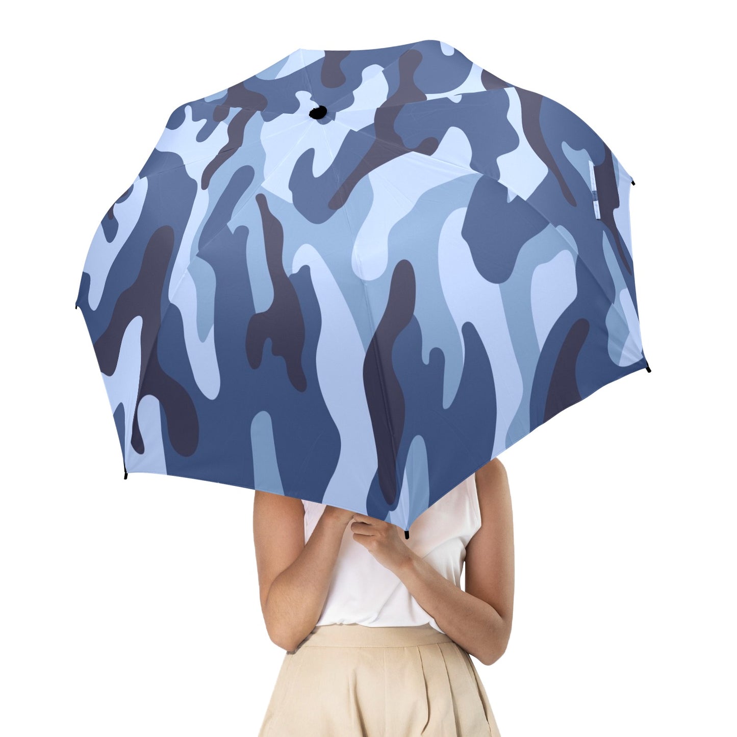 Blue Camouflage - Semi-Automatic Foldable Umbrella Semi-Automatic Foldable Umbrella