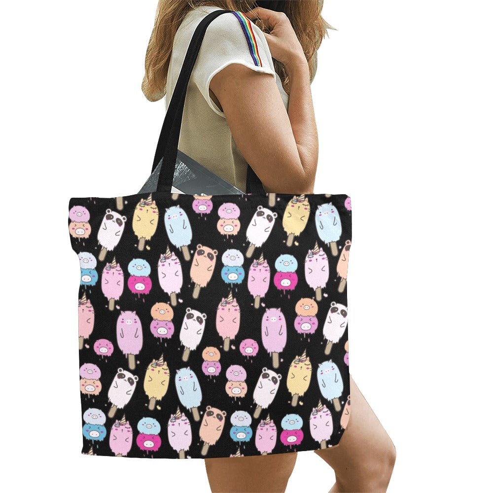 Cute Animal Ice Blocks - Full Print Canvas Tote Bag Full Print Canvas Tote Bag Printed Offshore