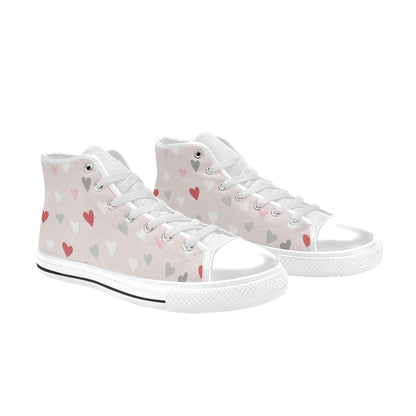 Pretty Hearts - Women's High Top Canvas Shoes