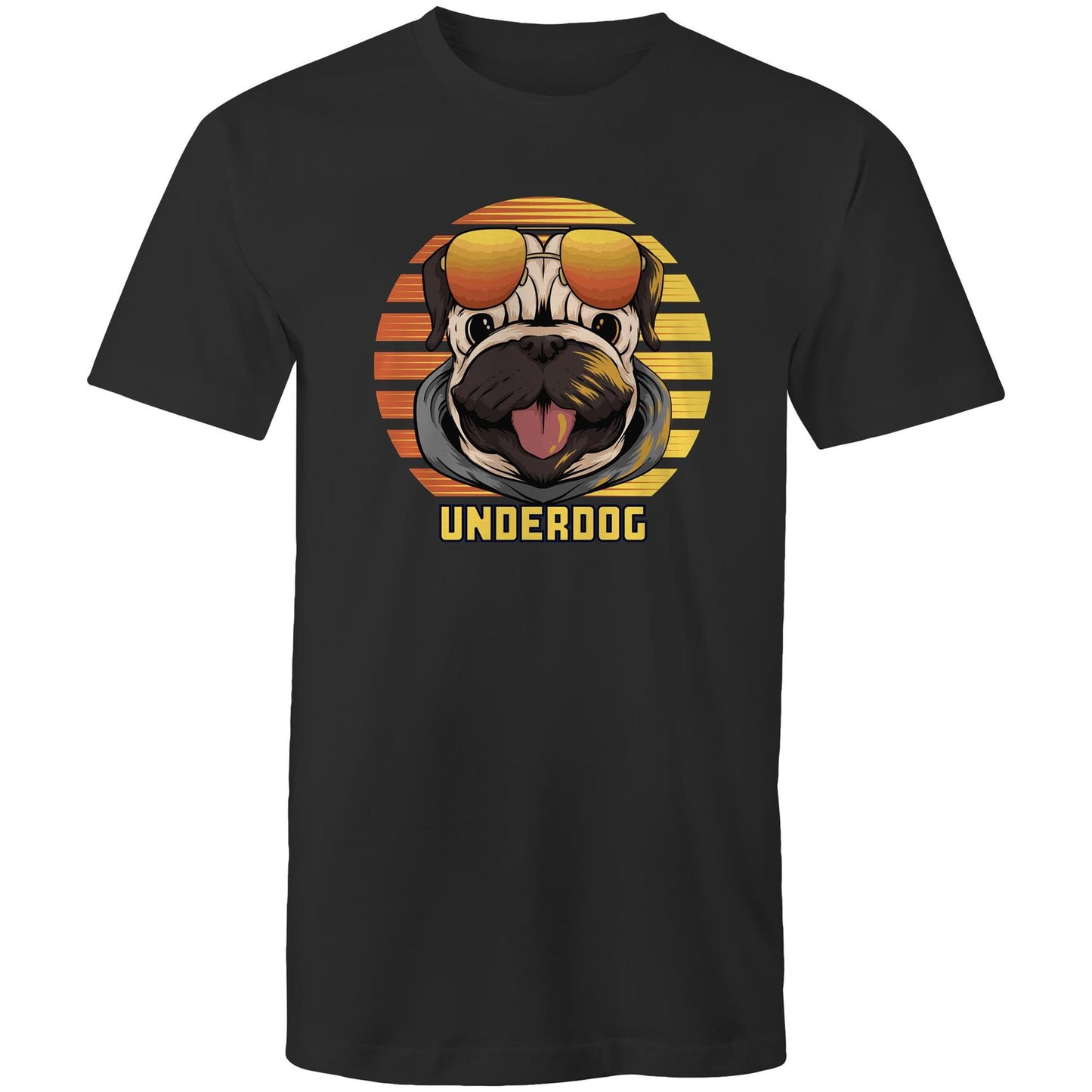 Underdog - Mens T-Shirt Black Mens T-shirt animal Printed In Australia