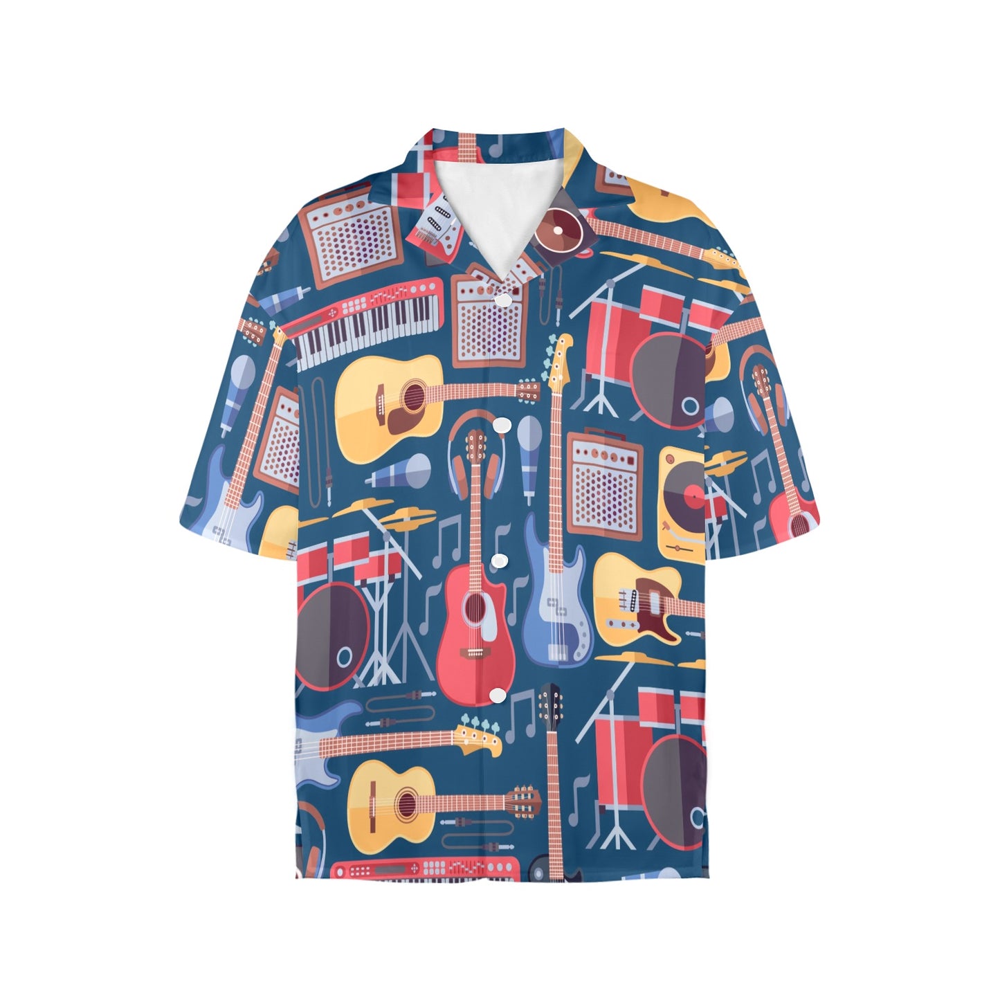 Music Instruments Blue - Womens Hawaiian Shirt