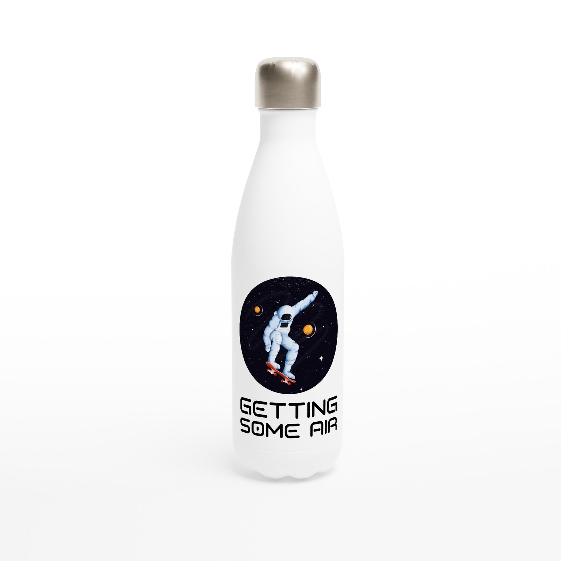 Astronaut Skater, Getting Some Air - White 17oz Stainless Steel Water Bottle Default Title White Water Bottle Globally Fulfilled Space