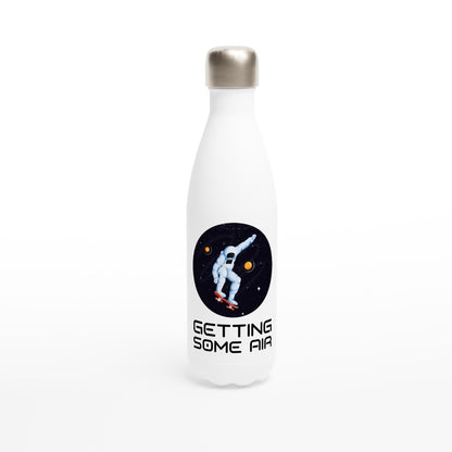 Astronaut Skater, Getting Some Air - White 17oz Stainless Steel Water Bottle Default Title White Water Bottle Globally Fulfilled Space