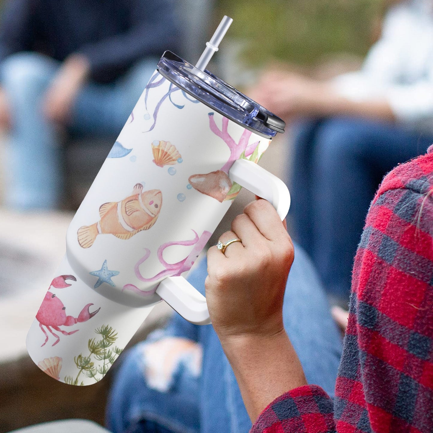 Under The Sea - 40oz Tumbler with White Handle