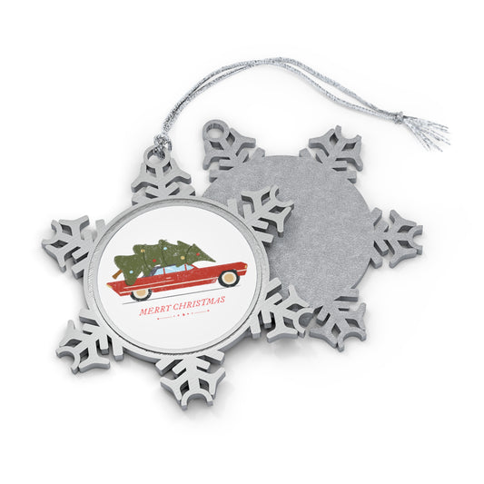 Christmas Car - Pewter Snowflake Ornament Snowflake One Size Christmas Ornament