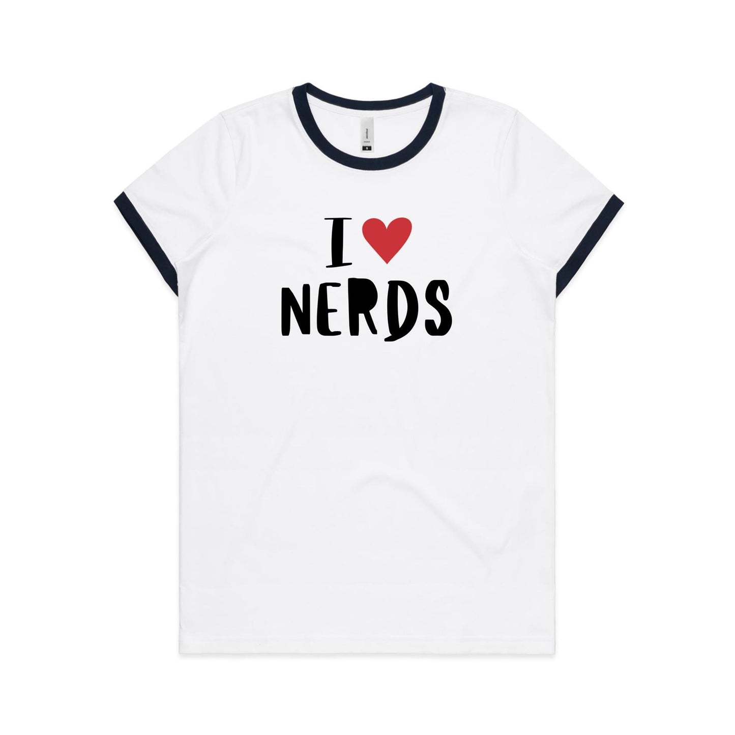 I Love Nerds, Red Heart - Women's Ringer Tee