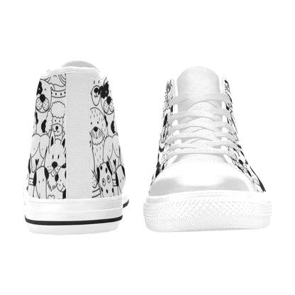 Black And White Dogs - Women's High Top Canvas Shoes