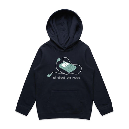 All About The Music, Music Player - Youth Supply Hood Navy Kids Hoodie music retro tech