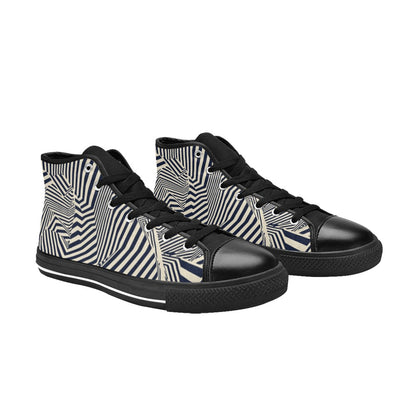 Crazy Lines - Men's High Top Canvas Shoes