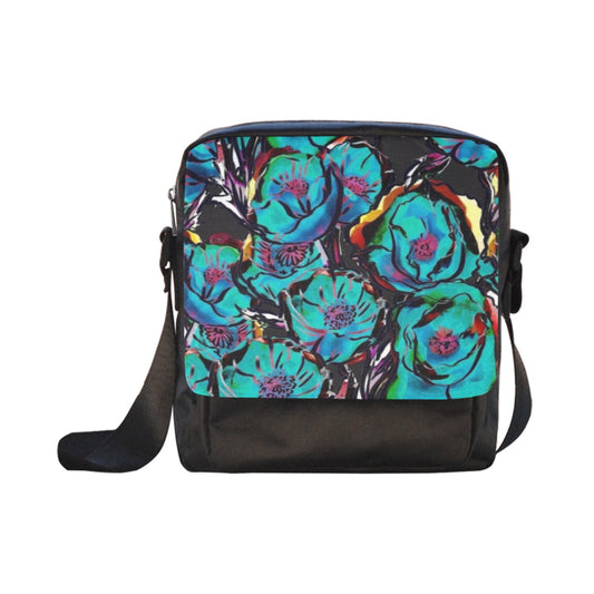 Flower It Blue - Crossbody Nylon Bag