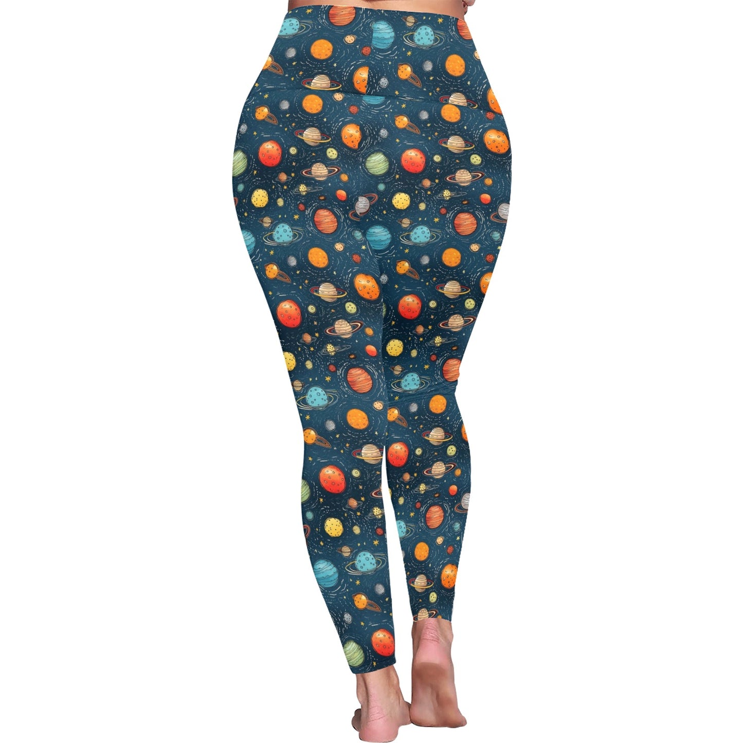 Galaxy - Womens High Waist Leggings (Sizes 16-22)