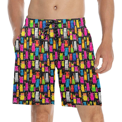 Colourful Cats - Men's Mid-Length Beach Shorts