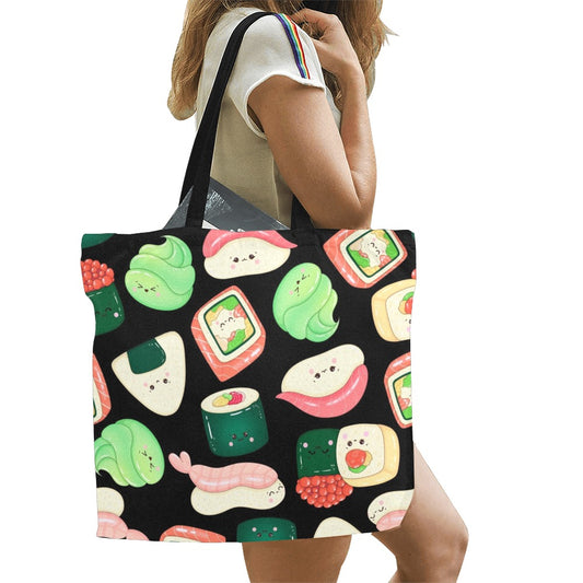 Happy Sushi - Full Print Canvas Tote Bag Full Print Canvas Tote Bag Printed Offshore