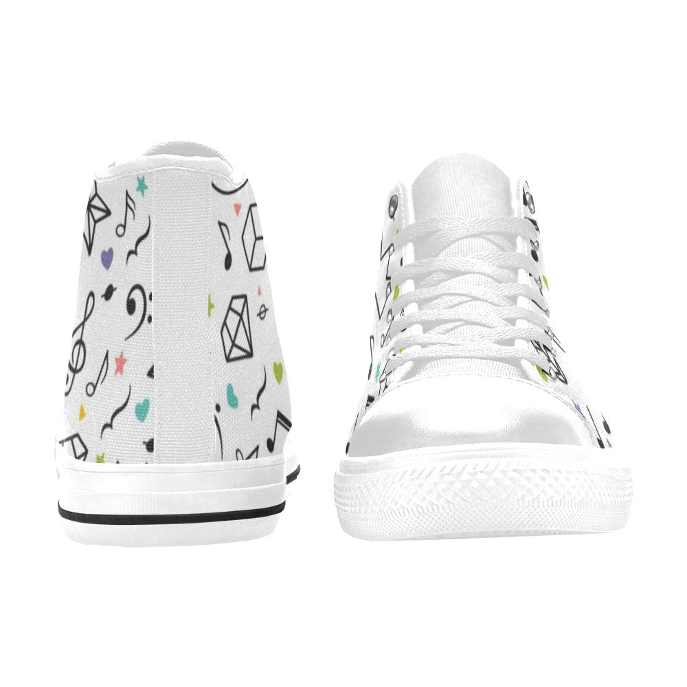 Music Time - Women's High Top Canvas Shoes