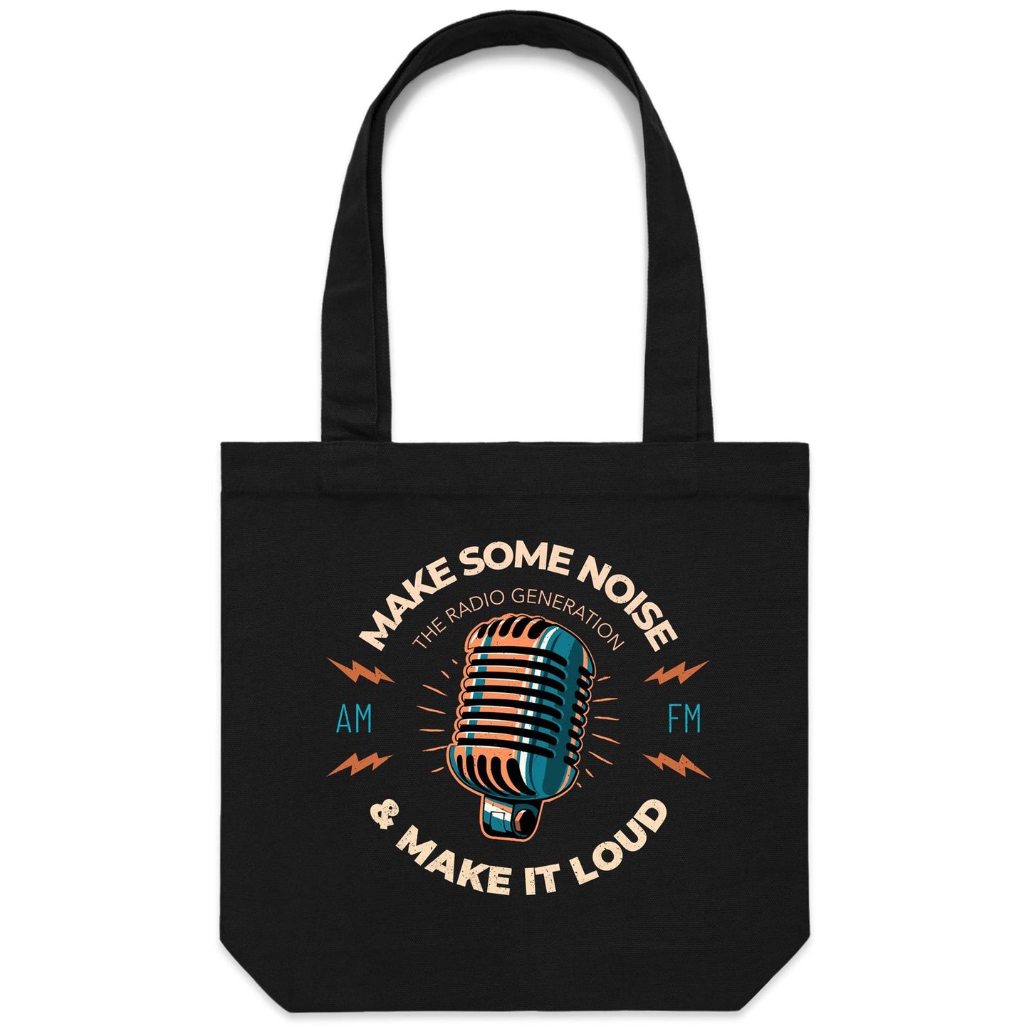 Make Some Noise, Retro Microphone - Canvas Tote Bag