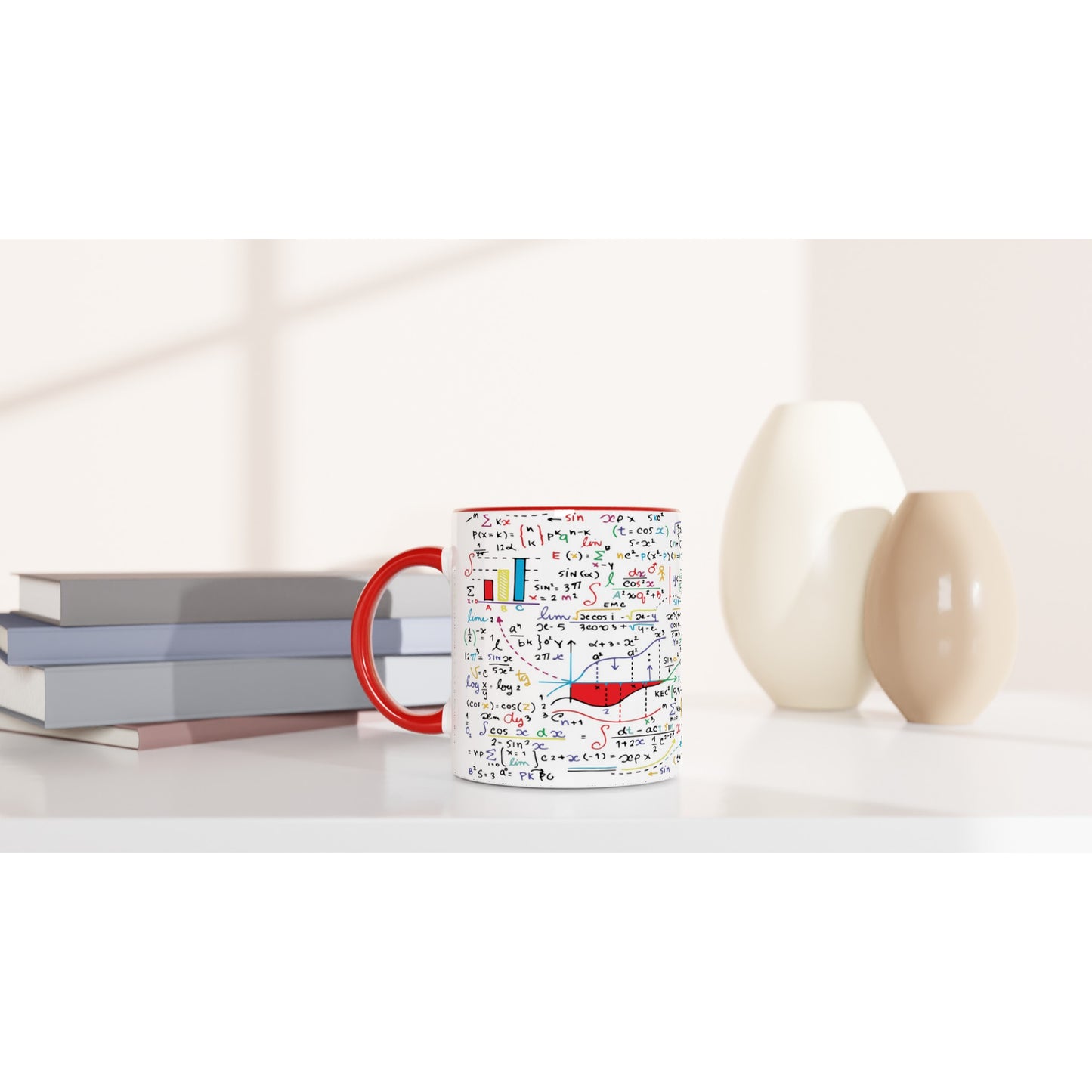 Colourful Maths Formulas - White 11oz Ceramic Mug with Colour Inside Colour 11oz Mug Globally Fulfilled Science