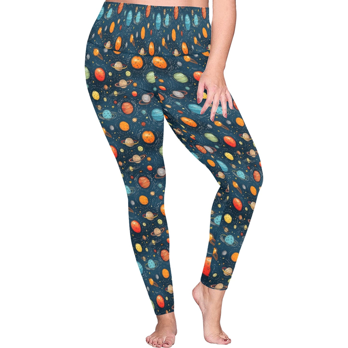 Galaxy - Womens High Waist Leggings (Sizes 16-22)