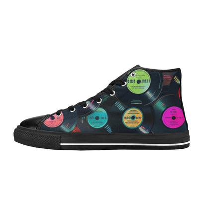 Retro Vinyl Records - Women's High Top Canvas Shoes