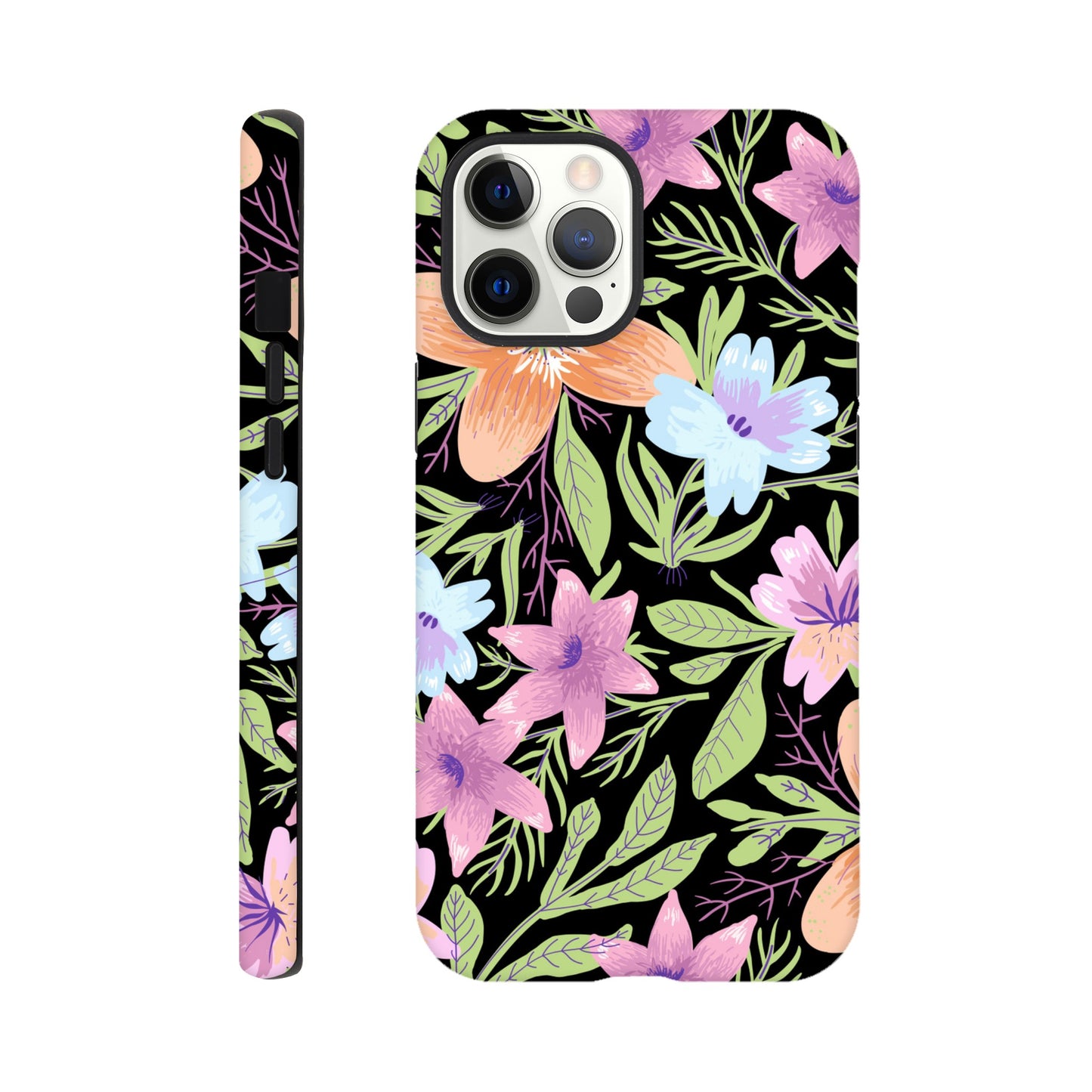 Black Floral - Phone Tough Case iPhone 12 Pro Max Phone Case Globally Fulfilled