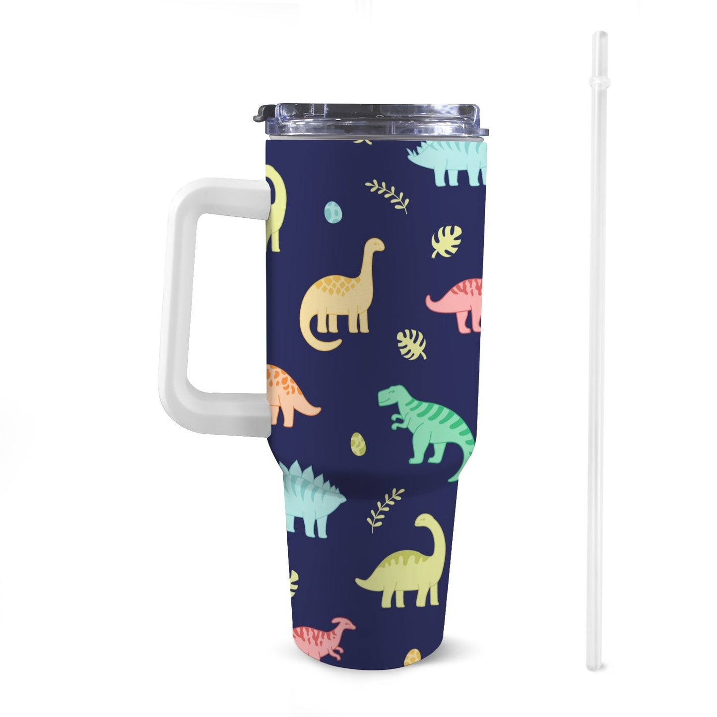 Dinosaurs - 40oz Tumbler with White Handle