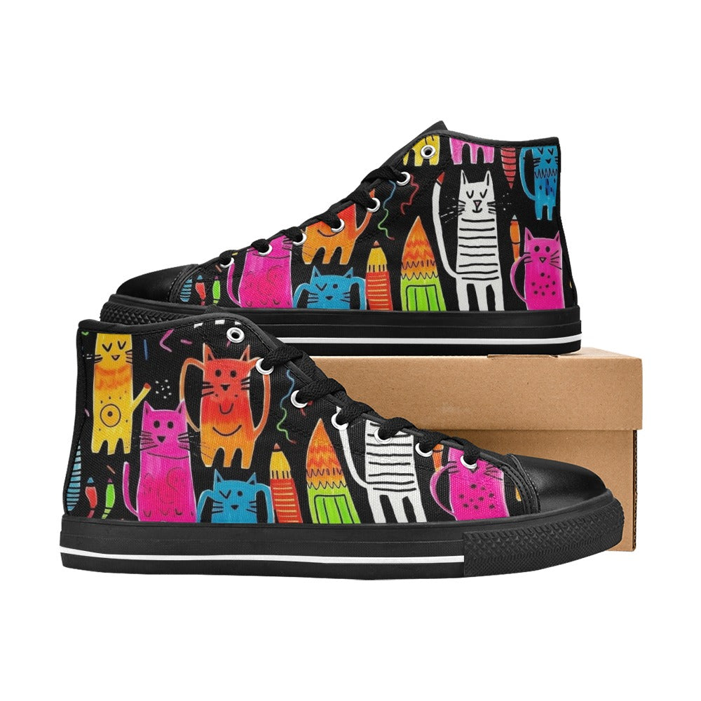 Colourful Cats - Men's High Top Canvas Shoes