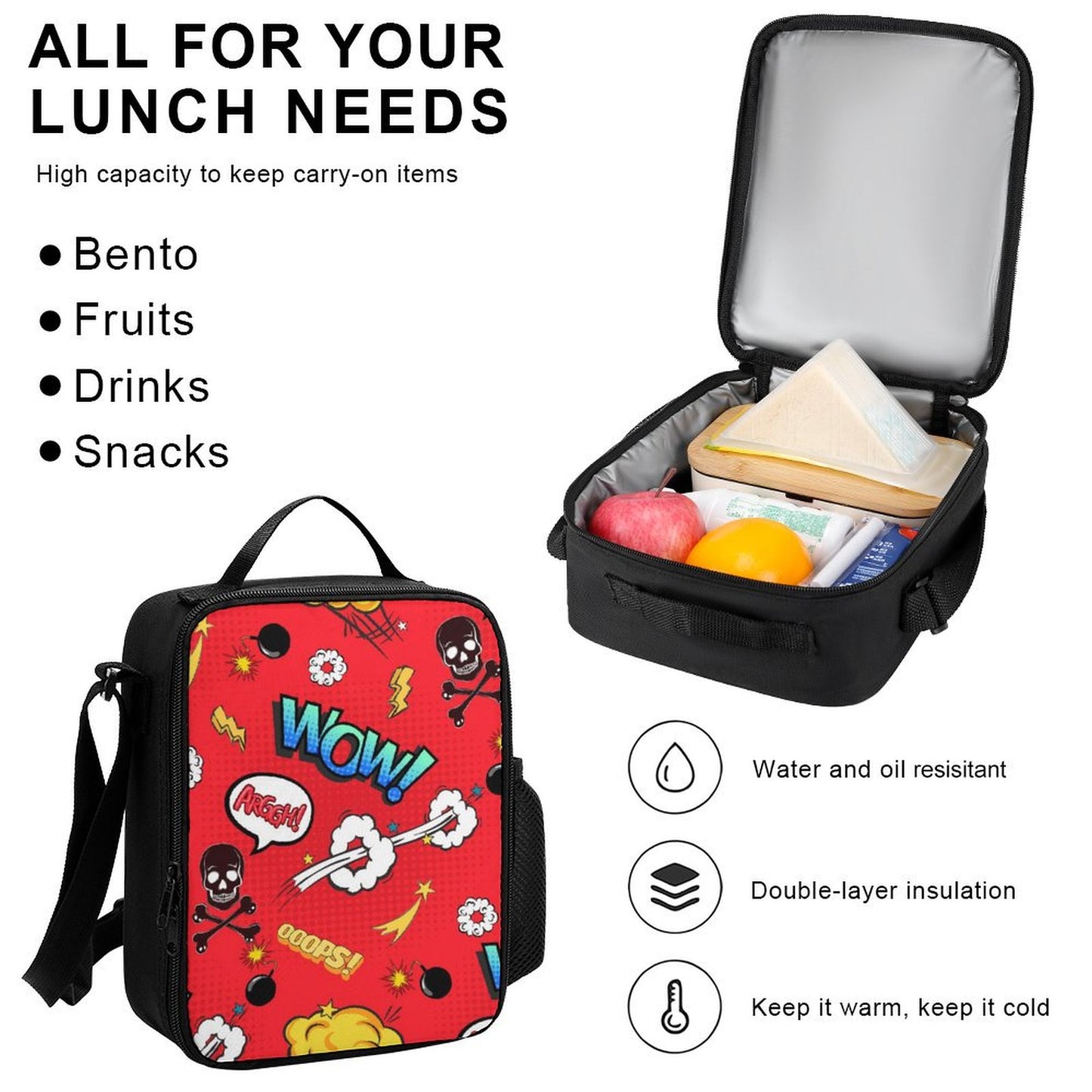 Comic Book Red - School Backpack Three Piece Set