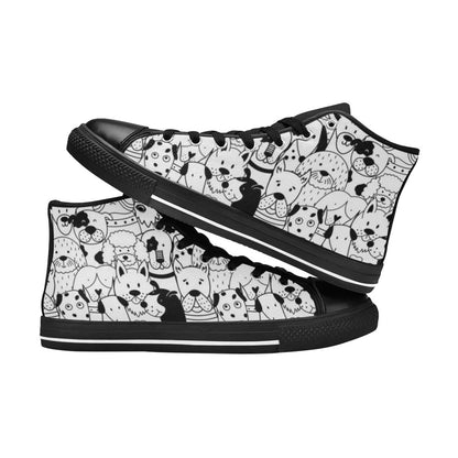 Black And White Dogs - Kids' High Top Canvas Shoes