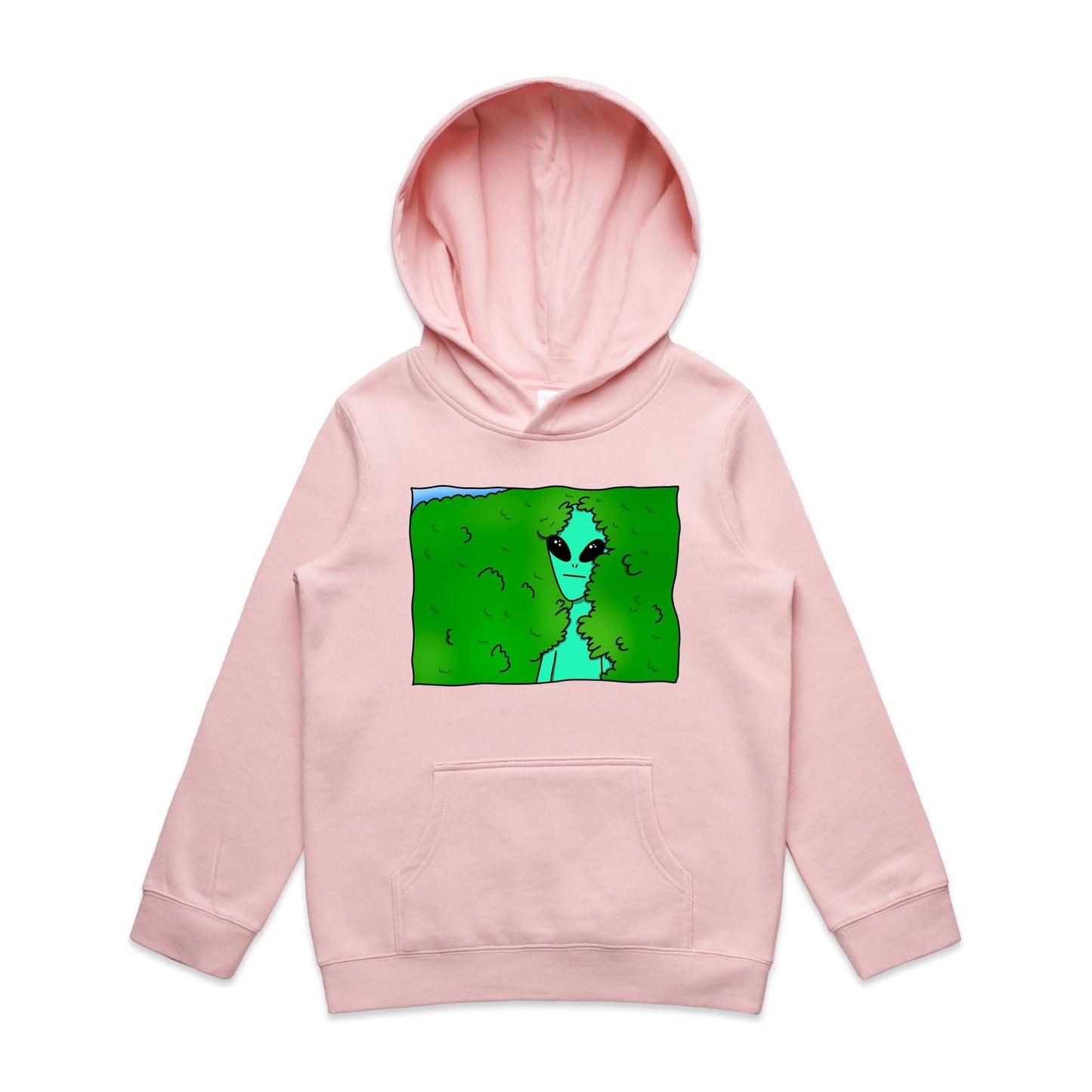 Alien Backing Into Hedge Meme - Youth Supply Hood Pink Kids Hoodie Funny Sci Fi