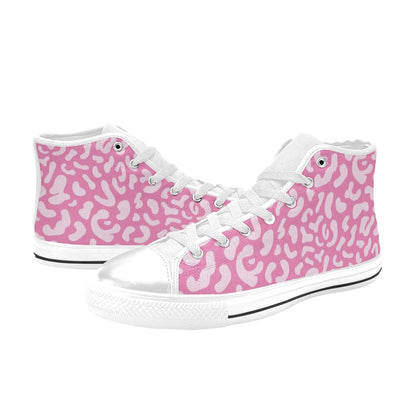 Pink Leopard - Men's High Top Canvas Shoes