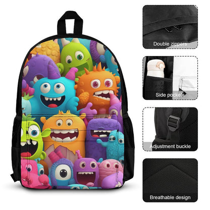 Cute Cartoon Monsters - School Backpack Three Piece Set