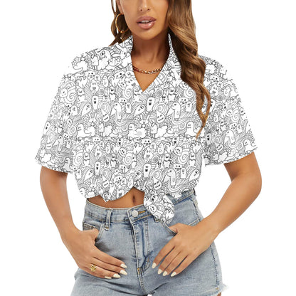 Black And White Creatures - Womens Hawaiian Shirt