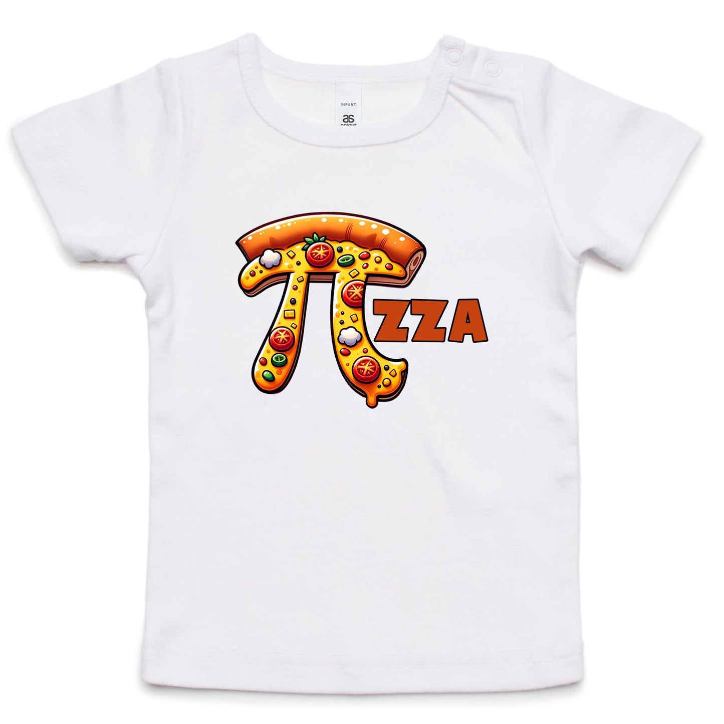 Pi Pizza, Maths - Baby T-shirt White Baby T-shirt Food Maths Printed In Australia